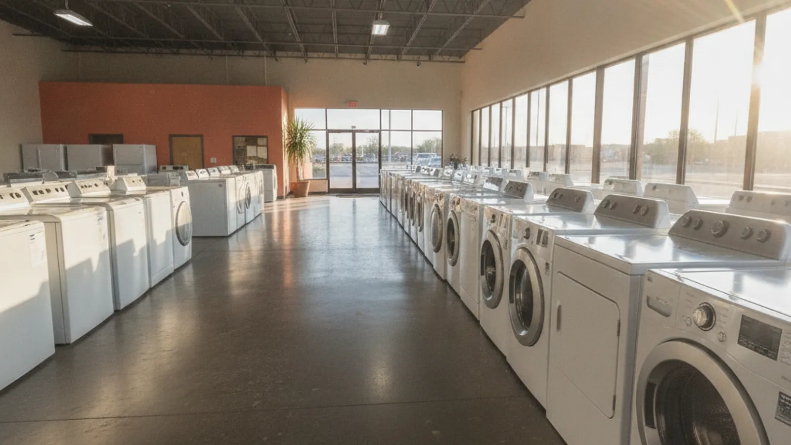 Reconditioned refrigerators, washers and dryers on the floor at Used Appliances Las Cruces